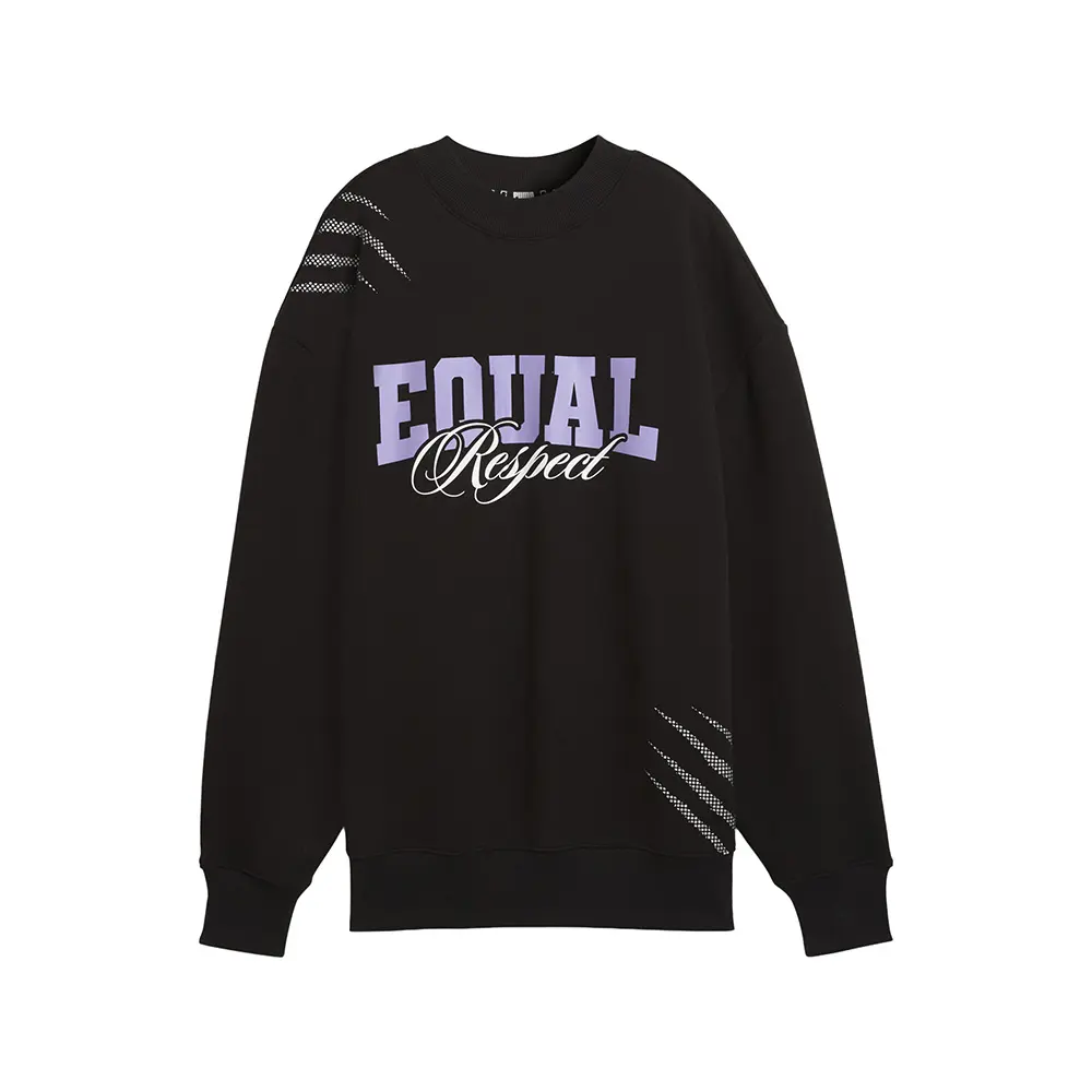 PUMA Womens Lace Em Up Equal Respect Crew Neck Sweatshirt Casual - Black