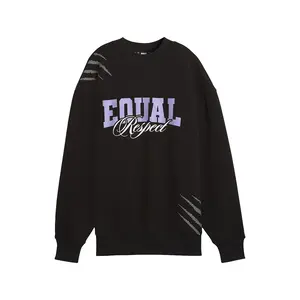 PUMA Womens Lace Em Up Equal Respect Crew Neck Sweatshirt Casual - Black