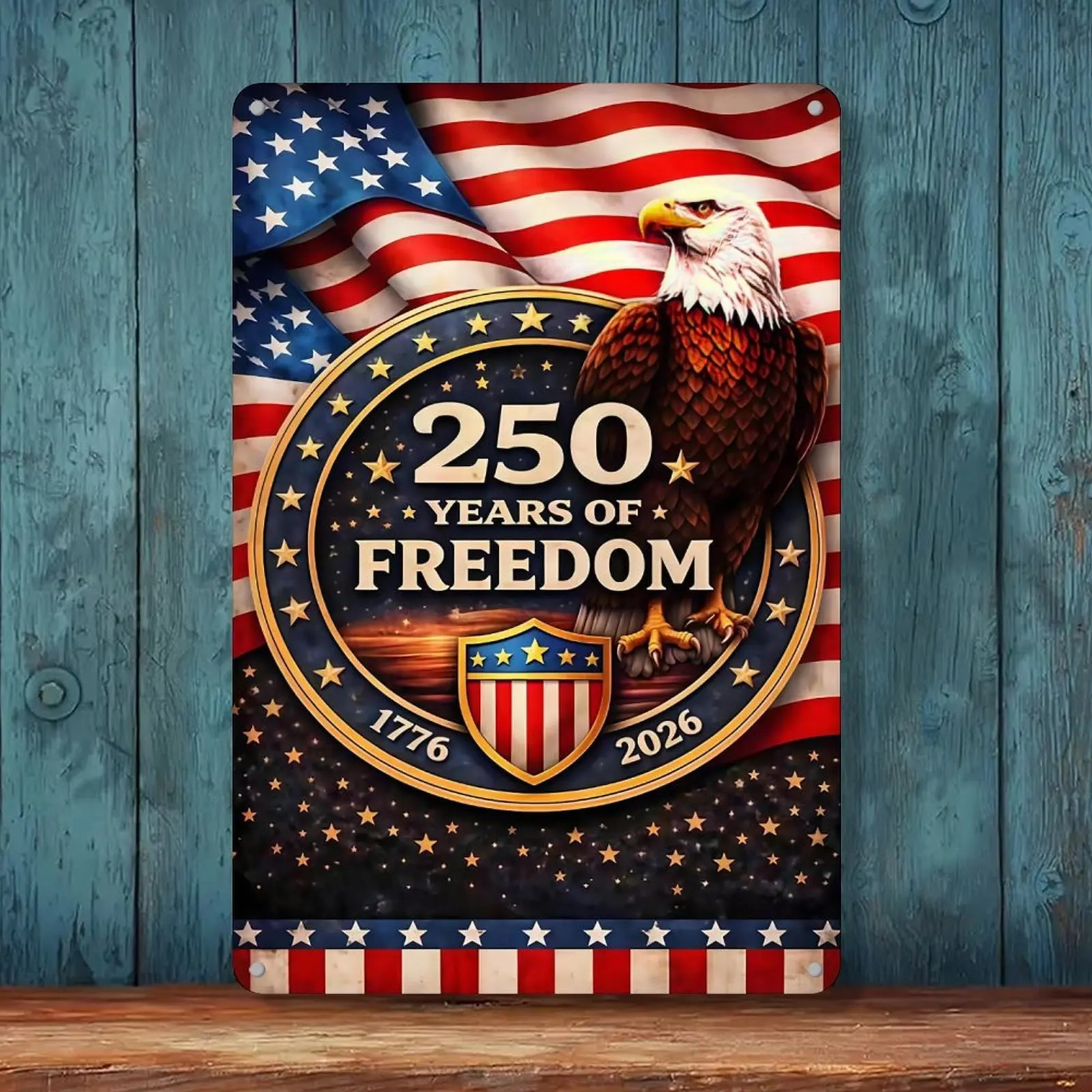 8x12 in Aluminium Metal Tin Sign - USA 1776-2026 250th Anniversary Commemorative Plaque, Heritage-Inspired Bird-Themed Collectible Home Signs, 4th of July Patriotic Eagle Wall Decor for Home, Heritage-Inspired Home Signs