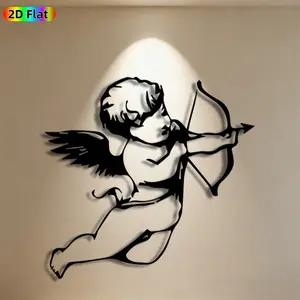 1pc Cupid Metal Wall Art, Romantic Cupid Statue Mural, Ideal Gift for Valentine's Day, Wedding, Cupid Decor Enthusiasts, Rust-Resistant Metal Wall Decor Wall Sculptures, Perfect for Bedroom Wall & Garden Fence, Charming Love-Themed Metal Wall Art Decor