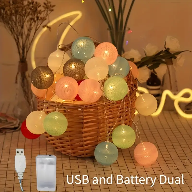 USB Fairy Sphere Lights - Multi-Color Festive Decorative Lights with Fairy Aesthetic, Dual-Powered (USB/Battery, Battery Not Included) for Decoration, Room Decor, Wedding & Party Ambiance, Studio Photography Backdrops, Twinkling Decorative Lights