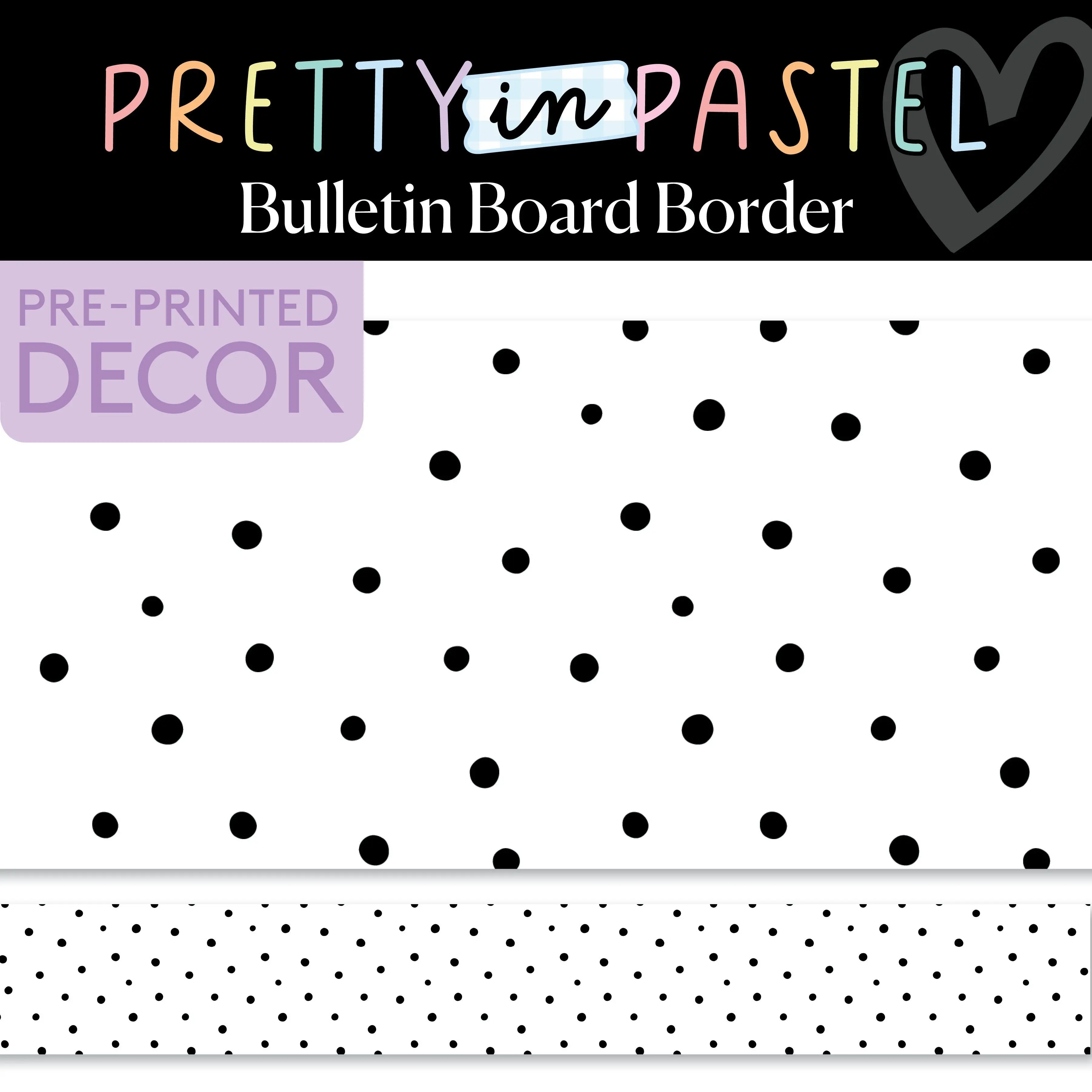 Dainty Dot White and Black Bulletin Board Border | Pretty in Pastel