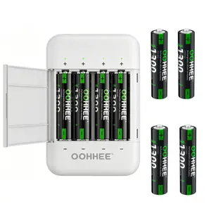 White 8pcs 1.5V Rechargeable AAA Lithium Batteries 1300mWh + 1x Charging Storage Box