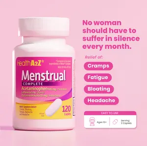 HealthA2Z Menstrual Complete Pain Relief Tablets | Relieves Cramps, Bloating, Fatigue, Backache & Headache