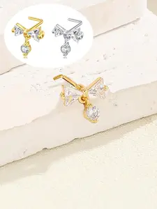 Cute Dangle Nose Stud for Women, L Shape Nose Rings Stud 20gauge 18gauge Stainless Steel Nose Piercing Jewelry