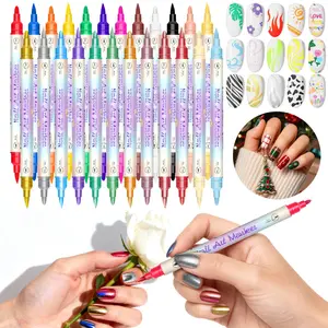 Nail Art Pens for Painting Nails, Dual Tip Nail Art Markers, 12/24 Colors Nail Art Pens Set, Diy Nail Art Tools for Dotting Drawing Painting Point Liner Christmas Gifts, Manicure Art