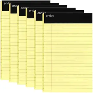 Emraw Jr. Legal pad, legal/wide Ruled Writing Pad. Perforated Edge. 5" X 8" Canary Yellow, Universal, Junior Size 50 sheets per Pad (Pack of 6)