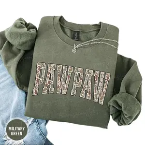 Camouflage PawPaw Sweatshirt, Fathers Day Gift For Paw Paw, Pawpaw Gifts, Retro PawPaw Sweater Casual Tee for Men & Women Made in USA Menswear