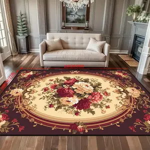Soft Plush Indoor Rug, European Vintage Print Design, Hotel Villa Entrance Mat, Easy Clean Home Decor Carpet, Comfortable Living Room Floor Covering, Home Decor Rugs, Home Decorative Rugs, Decorative Area Rug
