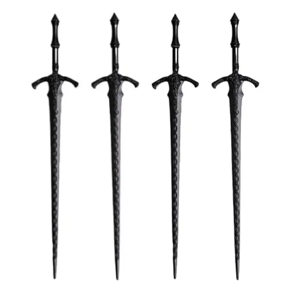4PCS Retro Viking Hair Sticks – Gothic Sword Hair Pins for Women | Norse Sword Hair Jewelry with Gothic Design for Buns, Updos, Renaissance Festival, Halloween & Cosplay