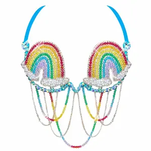 Rainbow Happy Meal Rhinestone Carnival Bra