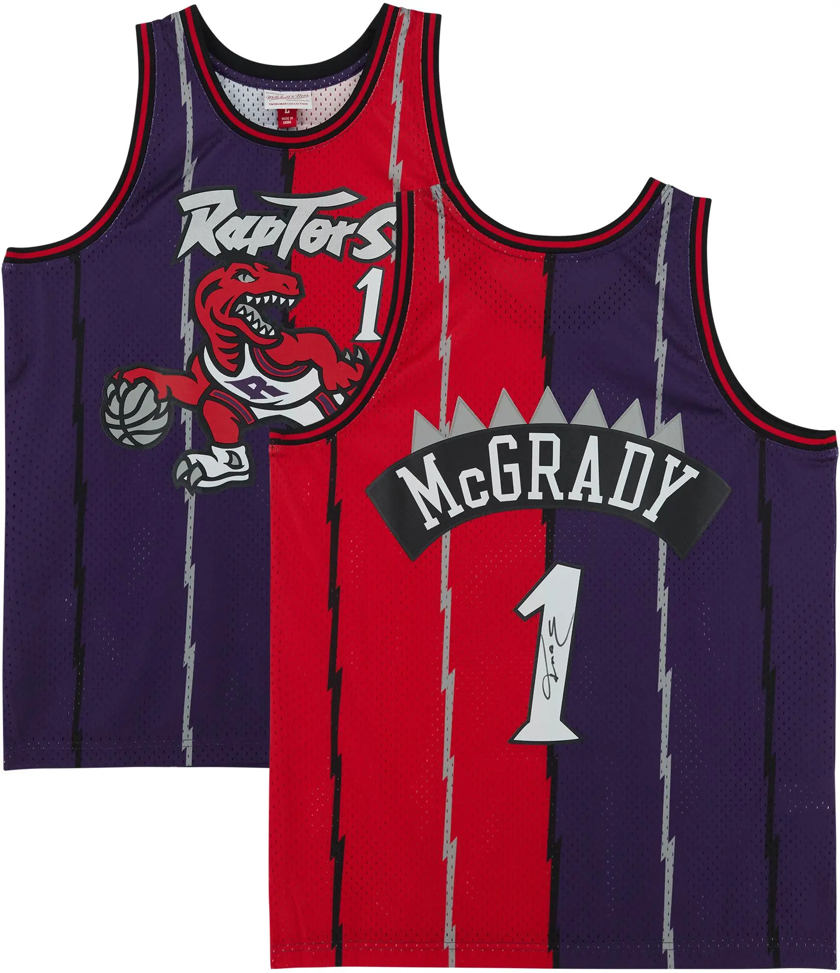 Tracy McGrady Toronto Raptors Autographed Purple and Red Split Mitchell & Ness 1998-1999 Swingman Jersey - Fanatics Authentic Certified