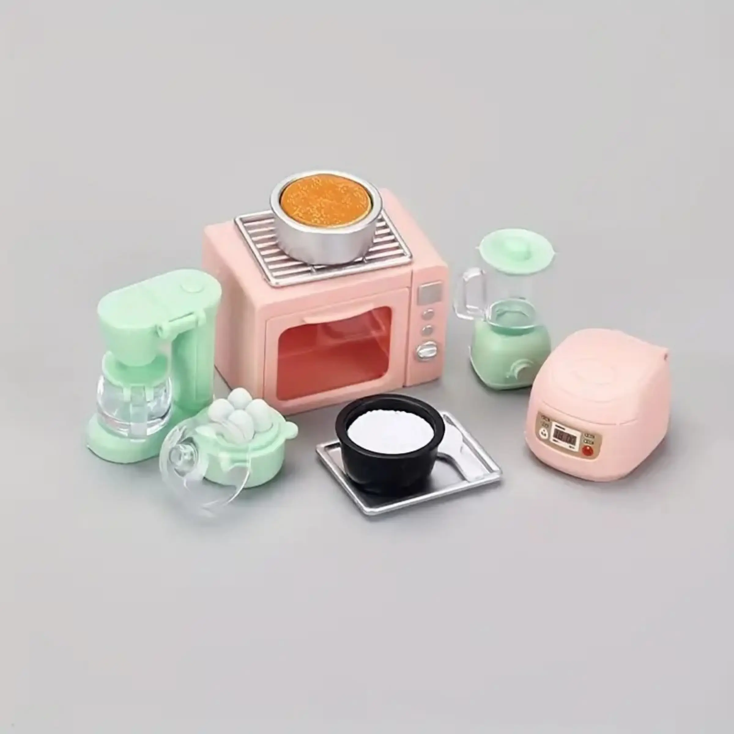 1 set of mini kitchen cooking miniature decoration set, Pretend Cooking Set, Kitchen Play Set, Cooking Playset, including simulated oven, rice cooker, blender, coffee machine, egg cooker, ideal for birthday or Christmas gifts