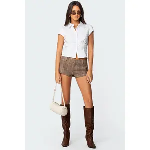 Phoeby Houndstooth Plaid Shorts