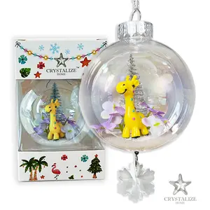 Baby Giraffe Plastic Ornament with Magnetic Crystal 3"x7"