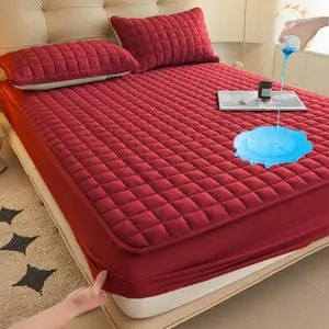 Solid Color Waterproof Mattress Cover, 1 Count Soft Comfortable Breathable Fitted Sheet/2 Counts Pillowcase without Filler, Bedding Supplies for Bedroom & Hotel & Dormitory Sets, Durable Bedding Accessories, Breathable Sheets