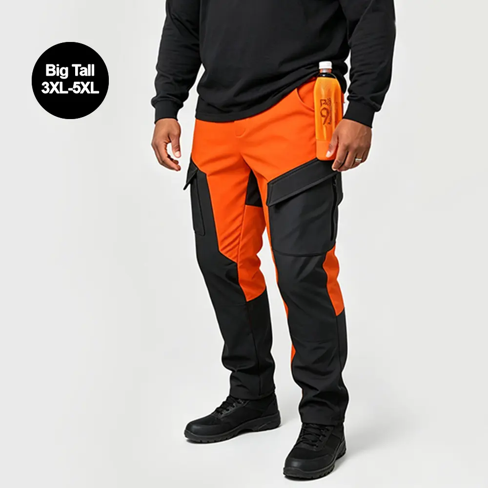 Men's Big & Tall 3XL-5XL Plus Size Waterproof Scratch-Resistant Relaxed Fit Menswear Outdoor Work Pants - Thick Warm Trousers with Breathable Fabric, Side Water Bottle Pockets & Multi-Functional Pockets for Outdoor Adventures
