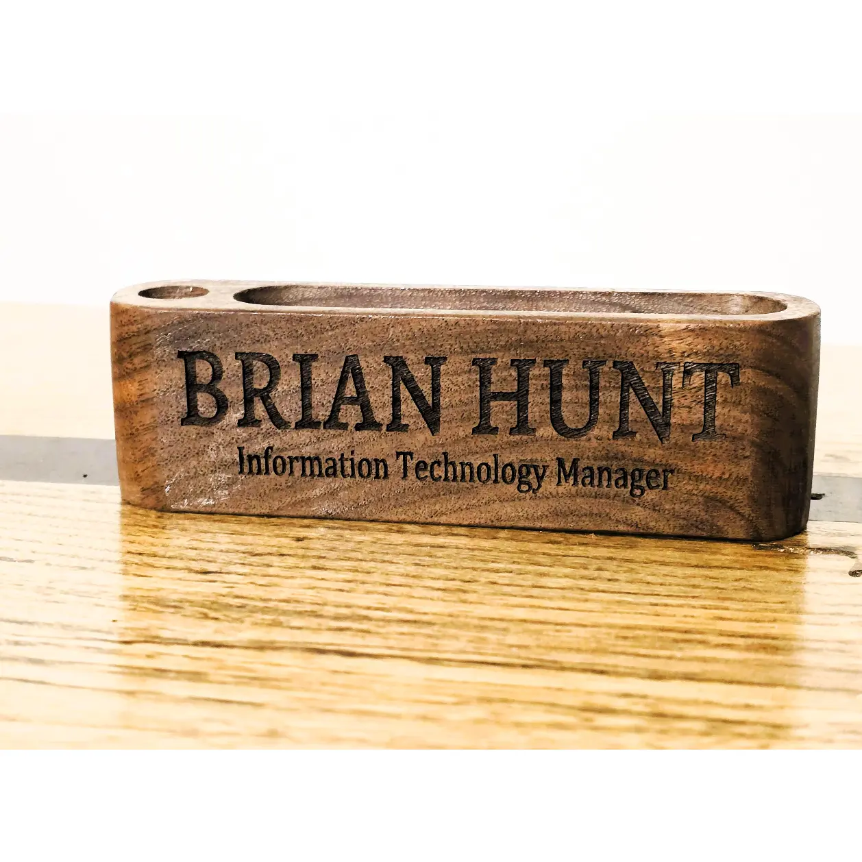 Personalized Wooden Business Card Holder: Custom Engraved Desk Accessory
