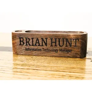 Personalized Wooden Business Card Holder: Custom Engraved Desk Accessory