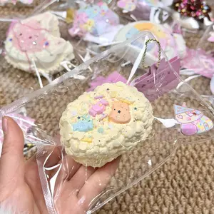 Milk-Yellow Rainbow Squishy Toy Pendant, Squishies for DIY Handmade Craft Projects