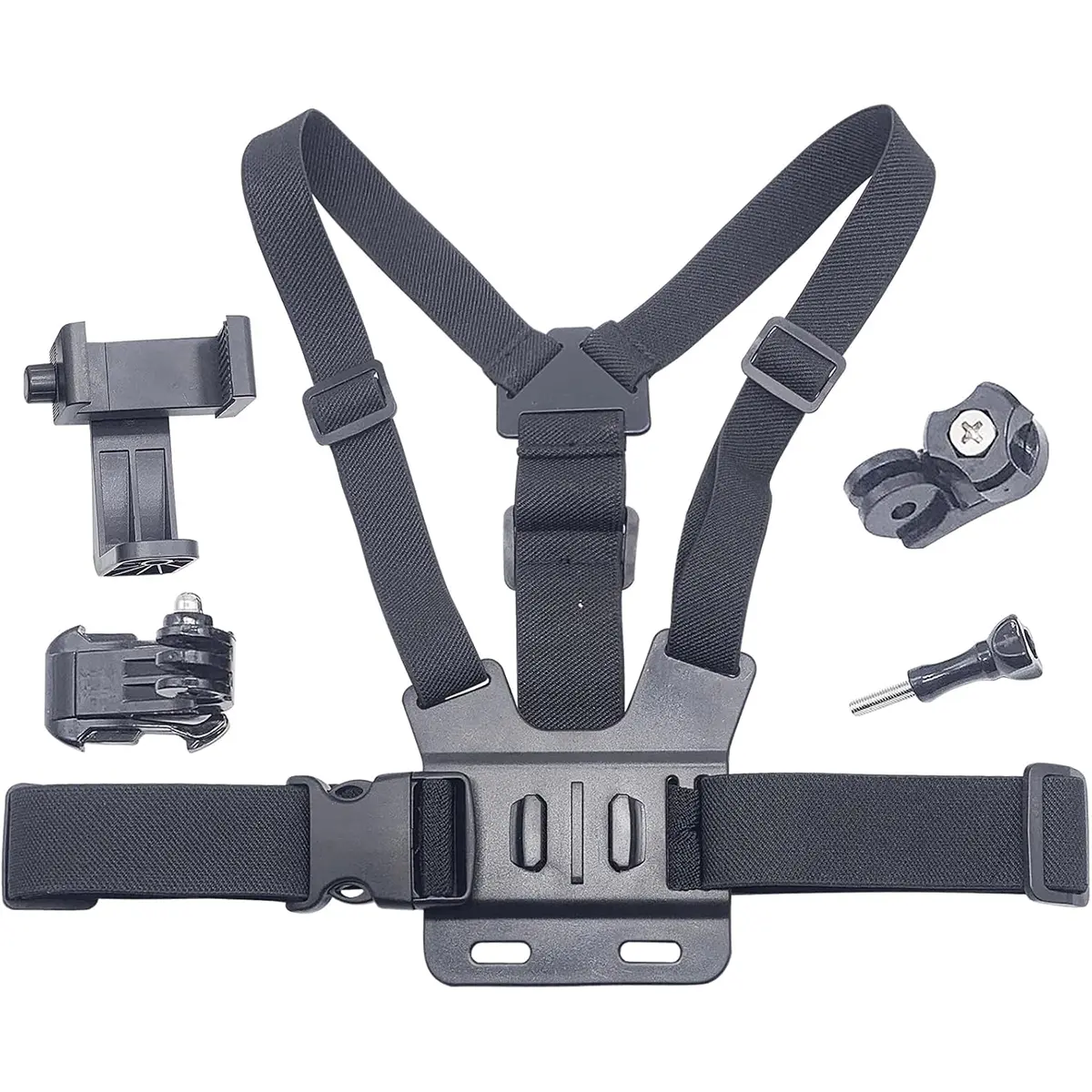 NextQube Ultimate 5-in-1 Action Camera Kit  - Hands-Free POV Vlog Mount for Travel, Gym & Hiking (Chest/Head Strap) - Compatible with iPhone 15, Samsung, Hero 12/11/10 & More
