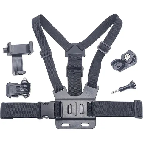 NextQube Ultimate 5-in-1 Action Camera Kit  - Hands-Free POV Vlog Mount for Travel, Gym & Hiking (Chest/Head Strap) - Compatible with iPhone 15, Samsung, Hero 12/11/10 & More
