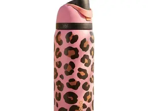 Owala 32oz FreeSip Insulated Water Bottle | Pink Leopard Print | Owala Leopard Print Water Cup | 32oz Capacity | Push Button Lid | Stainless Steel Insulated | Built-In Straw | Insulated, BPA-Free | Stylish Water Bottle for Women & Teens