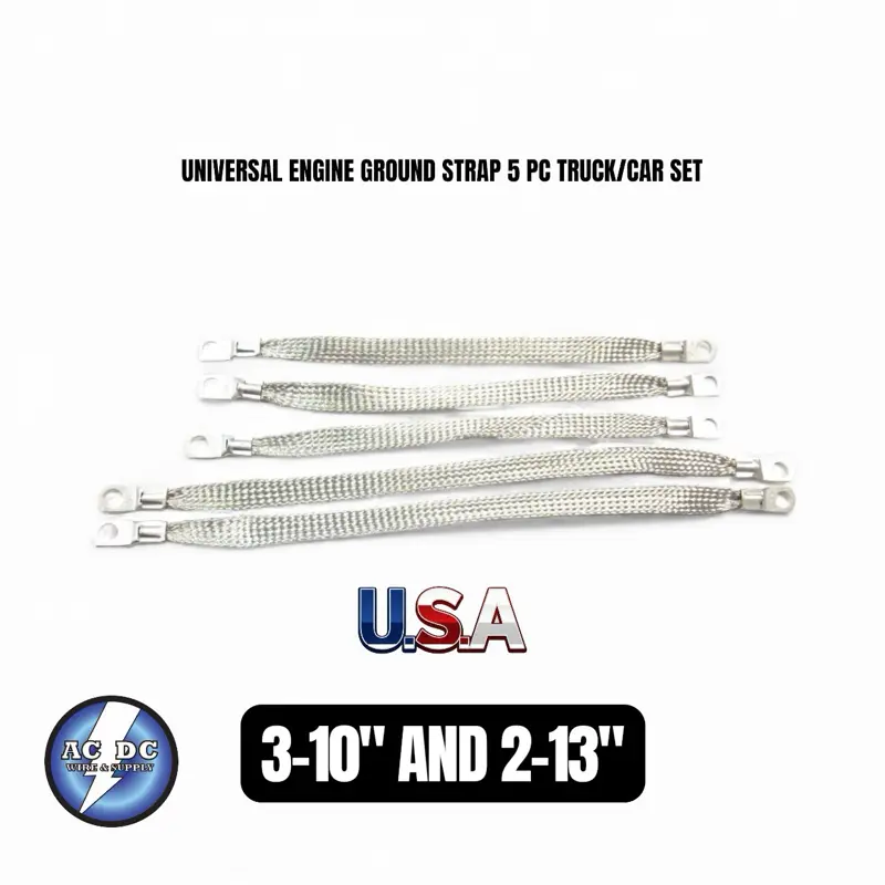 UNIVERSAL ENGINE GROUND STRAP 5 PC TRUCK/CAR SET.