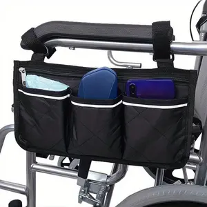 1pc Walker Electric Scooter Wheelchair Armrest Side Storage Bag Seat Armrest Storage Bag Zipper Organizer