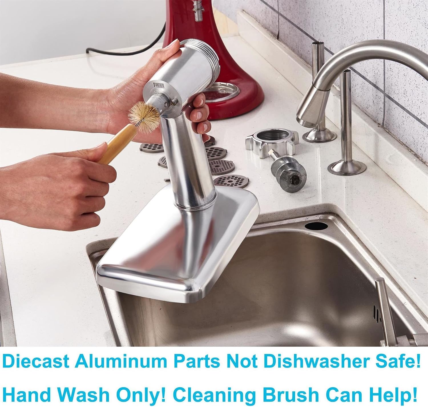 Metal Meat Grinder Attachment for KitchenAid Stand Mixer | Meat Grinders Includes 4 Grinding Plates, 3 Sausage Stuffer Tubes, 2 Grinding Blades, for KitchenAid Mixer Attachments