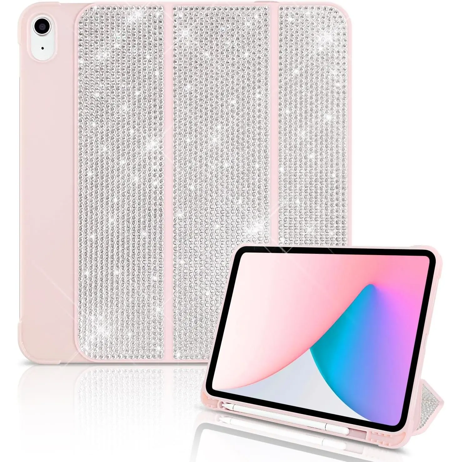 Bling Case for iPad (A16) 11th Generation 11 Inch 2025, iPad 10th Generation 10.9 inch 2022,Sparkle Glitter Rhinestone Stand Cover,Support  ID Shell Cover ( with Pencil Holder)