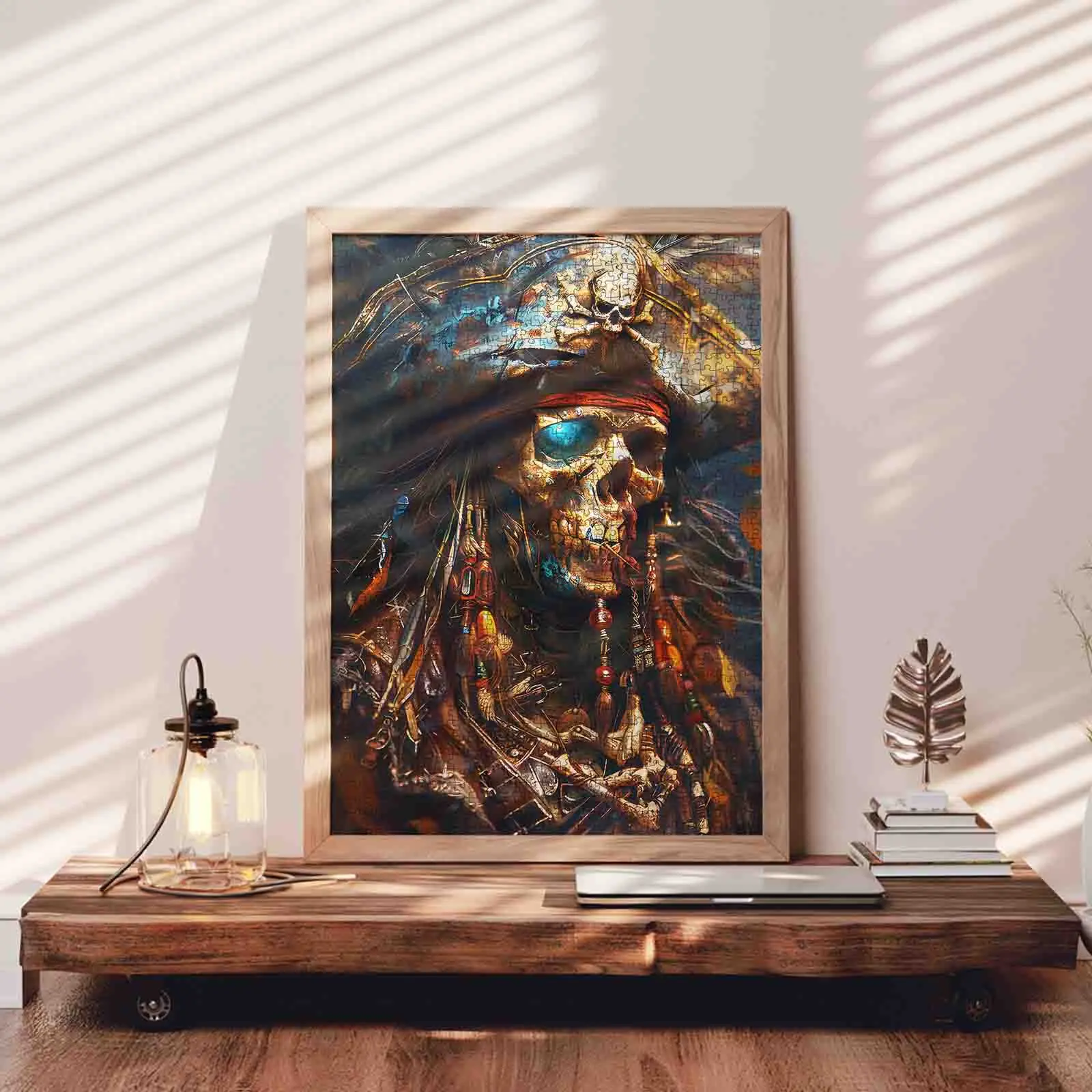 Vibrant 1000-Piece Pirate Skull Captain Jigsaw Puzzle - 27.5x20in (70x50cm) Recycled Cardboard, Unisex Stress Relief Brain Game, Special Milestones Gift, Snug Fit Home Wall Decor for Any Room, 27.5X20 Inches