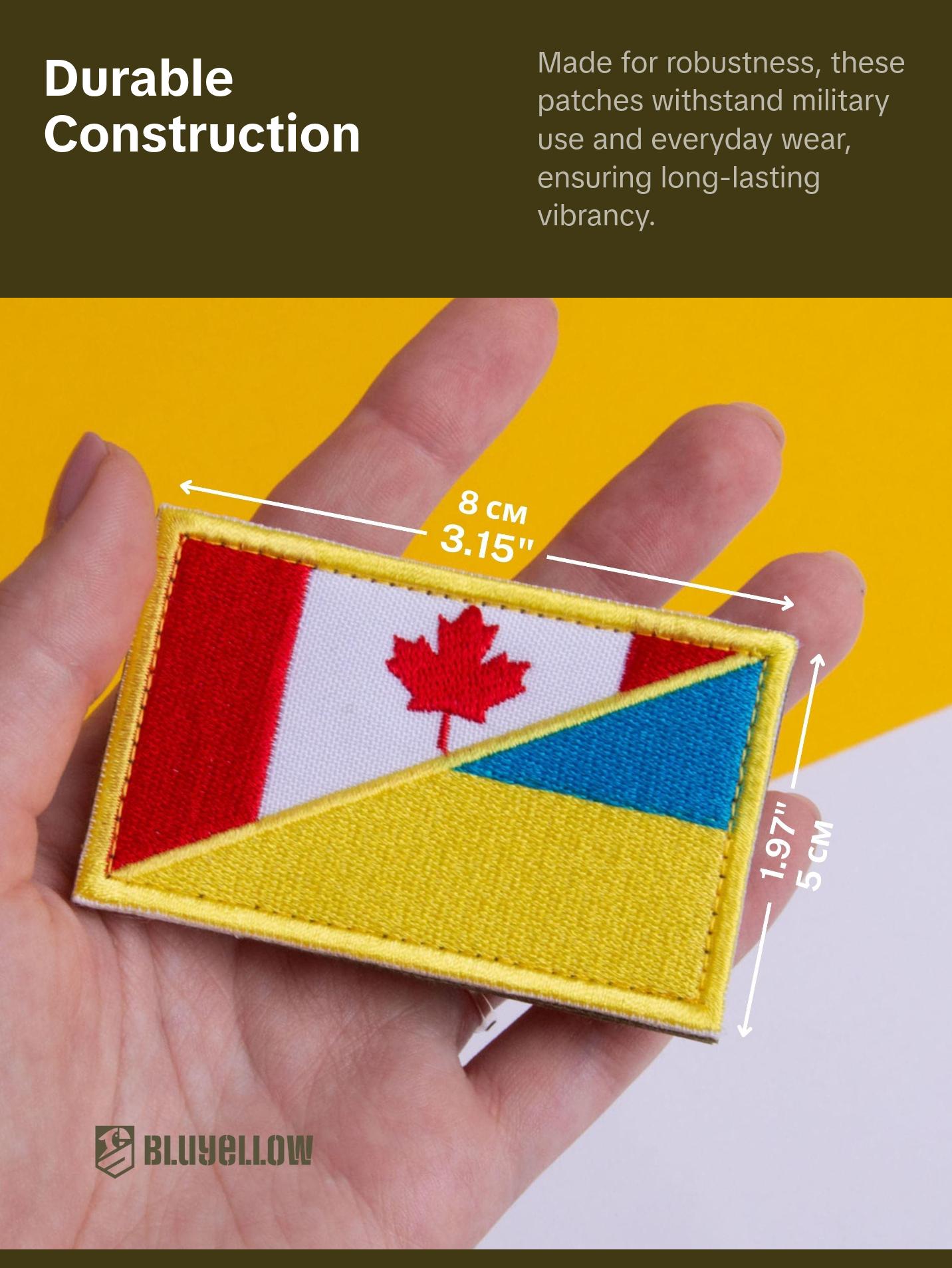 2-Pcs Canada Flag and Ukraine Flag Patch Set, Embroidered Ukrainian Emblem and Canadian