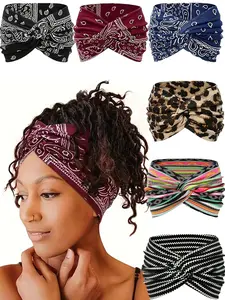 Stylish crossover bohemian hair bands, Chic headbands, Elastic headbands with diverse patterns, Elastic, comfortable, non-pinching, anti-slip wide-band, must-haves for outfits, hair accessories for women and girls, great gift choices(3 pack)