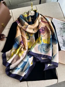 Rose Print Scarf, Fashionable Soft Lightweight Shawl for Women, Versatile Scarf for Beach & Travel, Casual Clothes Accessories for Daily Wear, Double Sided Scarf