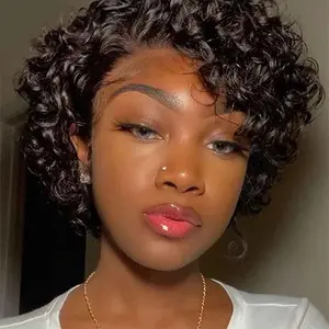Premium HD Lace Pixie Cut Human Hair Wig  13x1 Short Bob Lace Frontal  High Density Virgin Hair  Natural Color Pixie Style for Black Women
