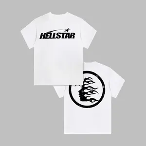 Cotton double-sided printed Hell Star pattern T-shirt, high-quality printed T-shirt, men's round neck short-sleeved top, casual T-shirt spring and summer clothing