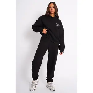 Kaiia Logo Cuffed Joggers Black On Black