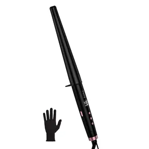 Farery Long Barrel Tapered Curling Wand, 3/4-1 1/4 inch Conical Curling Wand with 7.3" Extra Long Barrel for Long Hair, Tourmaline Ceramic Curling Iron, Dual Voltage, Glove Included
