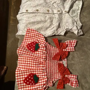 SleepBaby Toddler Baby Girl Summer Outfit Strawberry Embroidered Plaid Bows Ruffled Trim Tank Tops and Shorts 2 Pcs Set for 6-24 Months