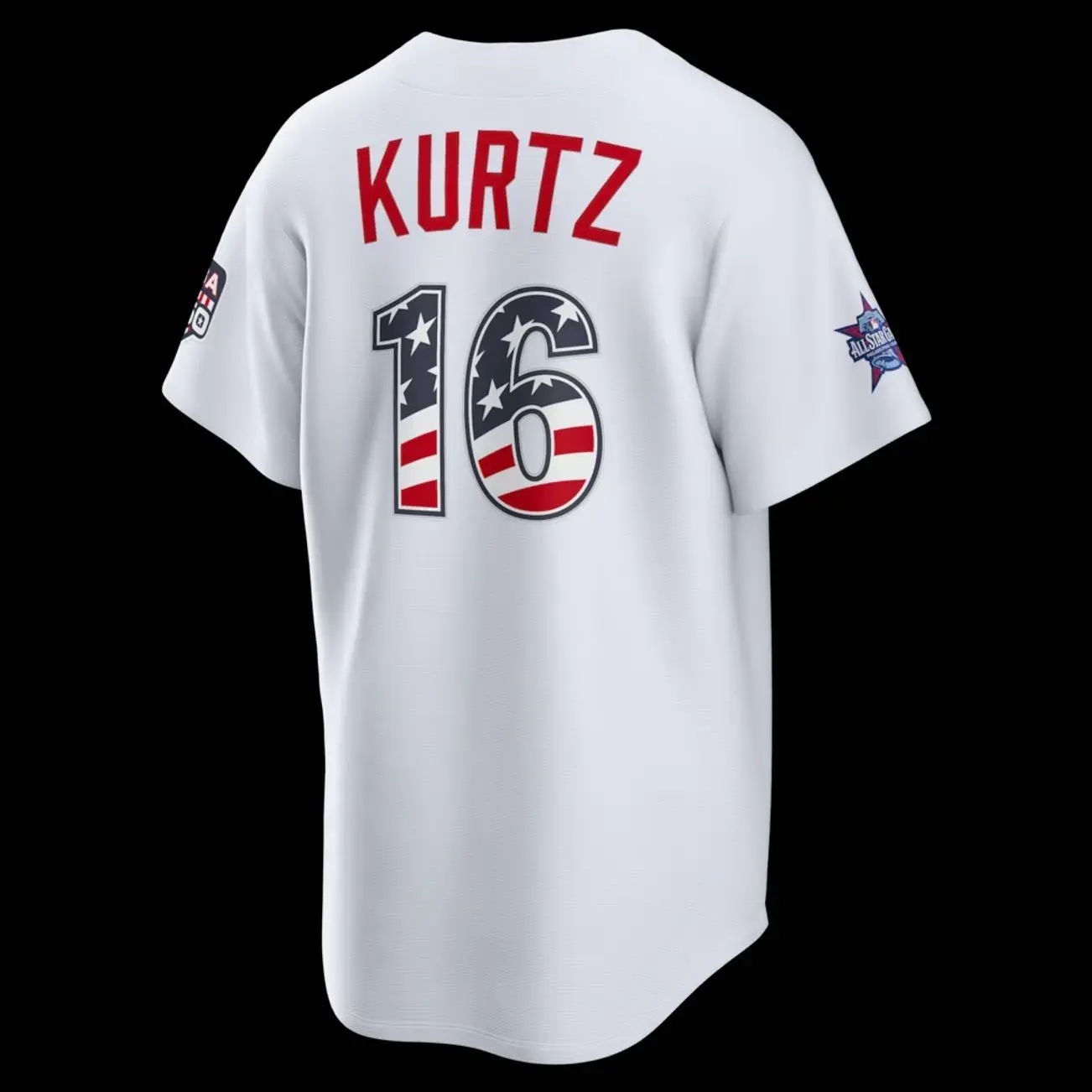 Unisex Baseball 2026 Ath Kurtz 16 Jersey 2026 All-Star Edition Stars & Stripes Cream Stadium Jersey