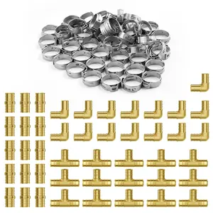 fathersdaygift  VEVOR Pipe Fittings, 3/4 45PCS (15xStraight, 15xElbows, 15xTees) Brass Pipe Fittings, Push-Fit Pipe Connector Brass Air Fittings, Plumbing Fittings Adapter for Heating/Shower Systems, Water Pipes