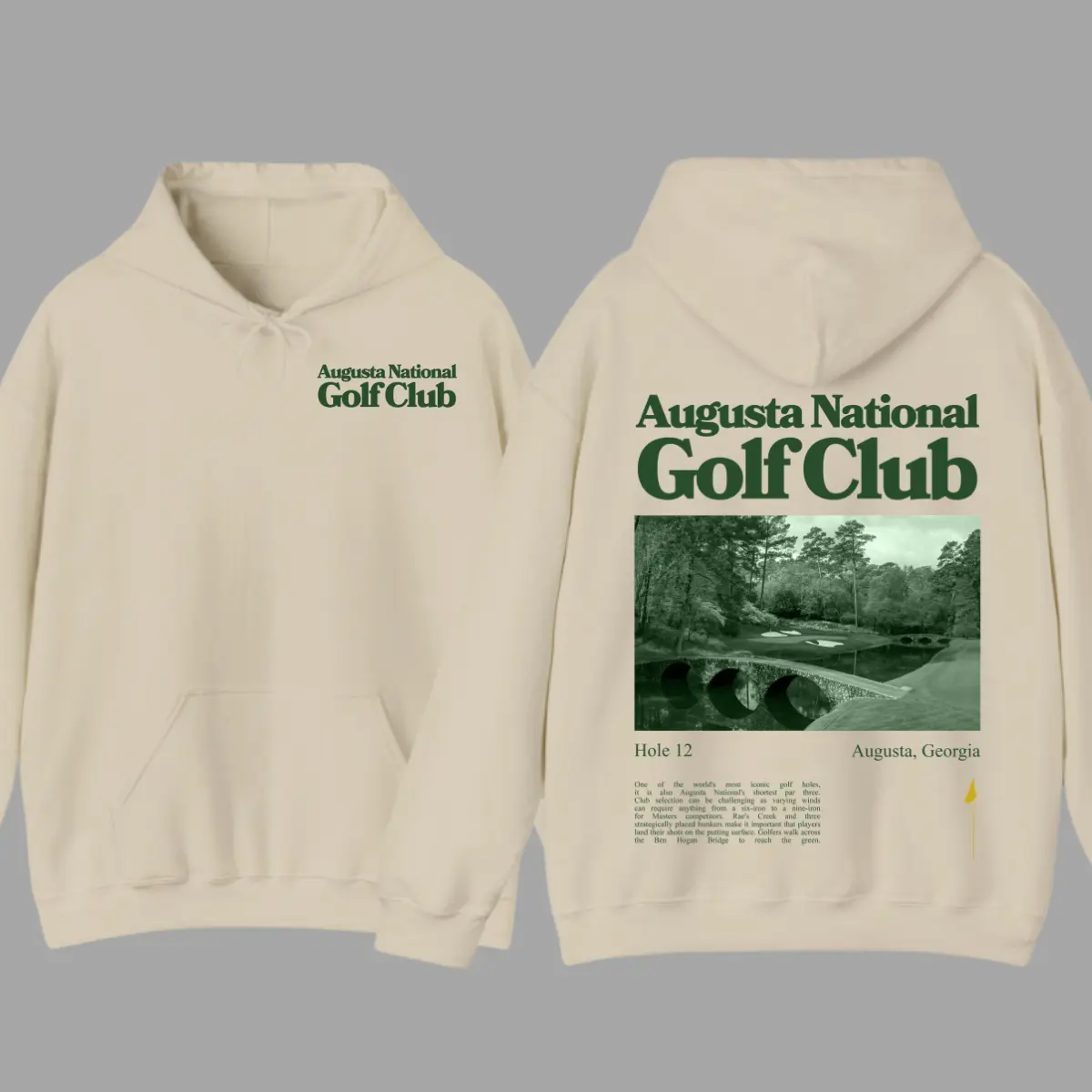 Augusta National Golf Club Hoodie For Men For Women, Trendy Gift Hole 12 Augusta Graphic, Vintage Golf Course Design