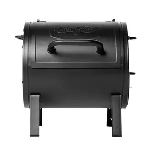 Char-Griller Portable Charcoal Grill and Side Fire Box 17-in W Black Barrel Charcoal Grill