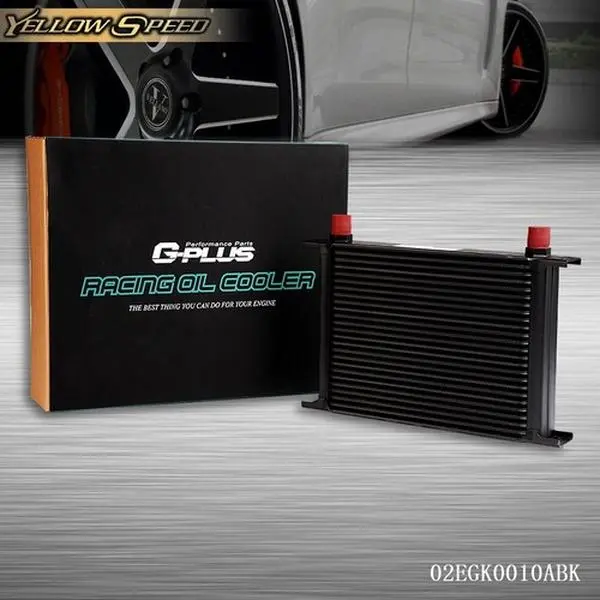 ALLGOOD Black T-6061 Aluminum AN10 Oil Cooler - 25-Row Powder-Coated & Oxidized, Universal Fit Engine Transmission Cooler, Cools Oil, Reduces Temp, Extends Engine Life for Modified Street Vehicles, Engine Transmission Oil Cooler