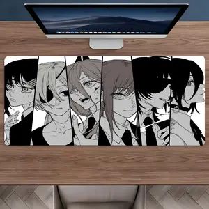 Monochrome Anime Character Collage Pattern Large Gaming Mouse Pad,Aesthetic Desktop Protection Pad,Washable Rubber Pad Non-Slip Lock Edge Multi-Size Mouse Pad Suitable For Home Office,Good Gift for Family and Friends,Desk Accessories