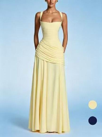 2026 Spring Summer Elegant Ruched ChiffonFormal Gown, A-Line Cross Back Spaghetti StrapProm Dress, Wedding Guest Bridesmaid PartyOutfit