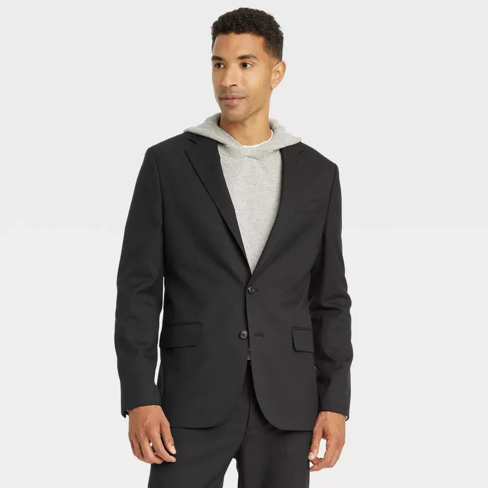 Goodfellow & Co Men's Long Sleeve Polyester-Stretch-Spandex Fabric Slim-Fit Button-Up Formal Suit Jacket