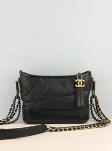 Pre-owned Aged Calfskin Shoulder Bags Chanel Black Calfskin Leather Small Gabrielle Hobo Bag