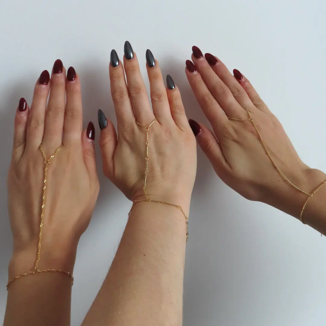 Gold, Basic Hand Chain: 3 Piece Hand Chain Bundle